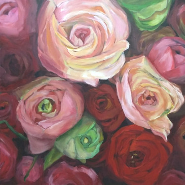 Schilderij getiteld "pivoines.jpg" door Jolie Art, Origineel Kunstwerk, Acryl