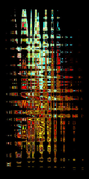 Digitale Kunst getiteld "BUG 4" door Jom, Origineel Kunstwerk, 2D Digital Work Gemonteerd op Frame voor houten brancard