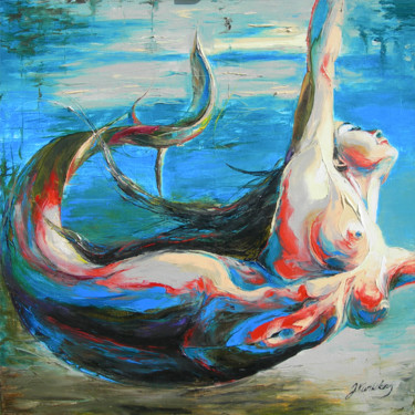 Malerei mit dem Titel "Mermaid" von Jonas Kunickas, Original-Kunstwerk, Öl