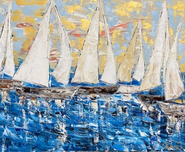 Ζωγραφική με τίτλο "Sailing /Segelboote…" από Olya Jonas, Αυθεντικά έργα τέχνης, Ακρυλικό