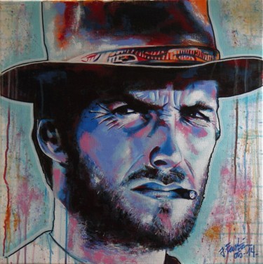 Ζωγραφική με τίτλο "Clint Eastwood" από Jonathan Fustin, Αυθεντικά έργα τέχνης, Ακρυλικό