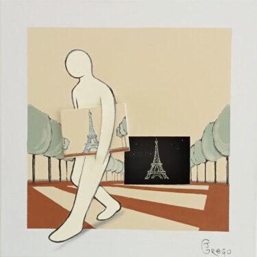 Painting titled "Take Paris for exam…" by Jonathan Grego, Original Artwork, Acrylic Mounted on Wood Stretcher frame