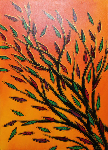Peinture intitulée "Végétation colorée" par Jonathan Pradillon, Œuvre d'art originale, Acrylique Monté sur Châssis en bois