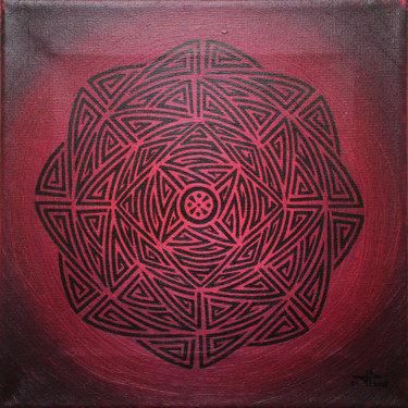 Painting titled "Fuchsia tribal" by Jonathan Pradillon, Original Artwork, Acrylic Mounted on Wood Stretcher frame