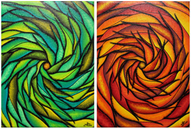 Pintura intitulada "Spirales colorées s…" por Jonathan Pradillon, Obras de arte originais, Acrílico Montado em Armação em ma…