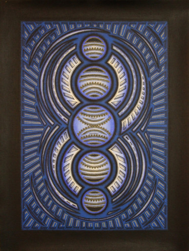 Pintura intitulada "Cycle bleu." por Jonathan Pradillon, Obras de arte originais, Acrílico