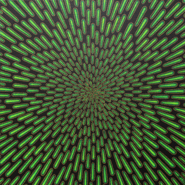 Pittura intitolato "Particule verte." da Jonathan Pradillon, Opera d'arte originale, Acrilico Montato su Cartone