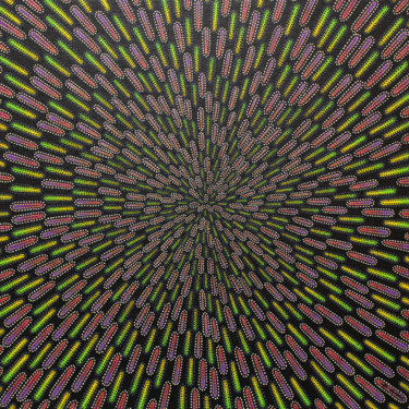 Pintura intitulada "Particule verdâtre…" por Jonathan Pradillon, Obras de arte originais, Acrílico Montado em Cartão