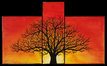 Peinture intitulée "Silhouette d'arbre…" par Jonathan Pradillon, Œuvre d'art originale, Acrylique