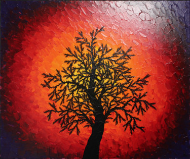 Painting titled "Silhouette d’arbre…" by Jonathan Pradillon, Original Artwork, Acrylic