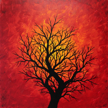 Peinture intitulée "Silhouette d’arbre…" par Jonathan Pradillon, Œuvre d'art originale, Acrylique