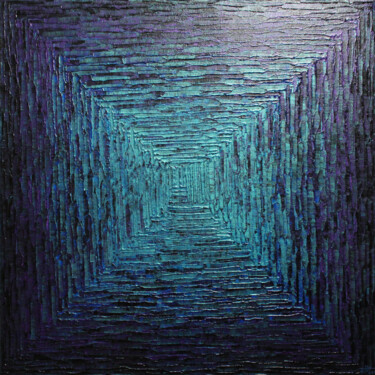 "Dégradé carré bleu…" başlıklı Tablo Jonathan Pradillon tarafından, Orijinal sanat, Akrilik Ahşap Sedye çerçevesi üzerine mo…