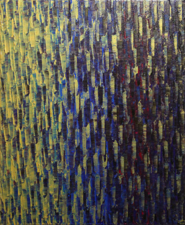 「Fondu couleur doré…」というタイトルの絵画 Jonathan Pradillonによって, オリジナルのアートワーク, アクリル ウッドストレッチャーフレームにマウント