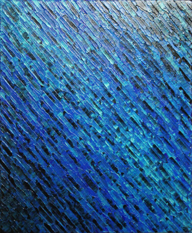 Painting titled "Diagonale bleue iri…" by Jonathan Pradillon, Original Artwork, Acrylic Mounted on Wood Stretcher frame