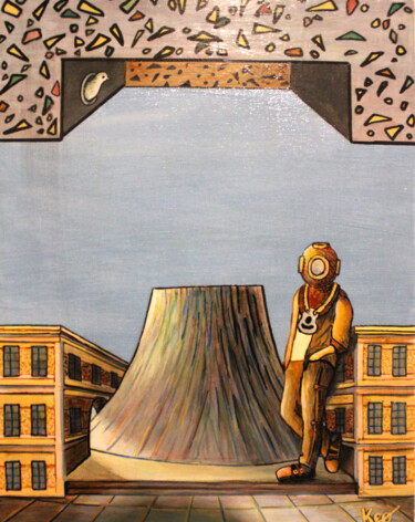 Painting titled "Le Havre : Composit…" by Jonathan Soukhavanh, Original Artwork, Acrylic Mounted on Cardboard
