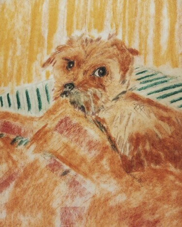 Dibujo titulada "Dog 2" por Jora Poshytilo, Obra de arte original, Pastel