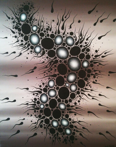 Ζωγραφική με τίτλο "Bacteria" από Jordi Bofill, Αυθεντικά έργα τέχνης, Ακρυλικό Τοποθετήθηκε στο Ξύλινο φορείο σκελετό