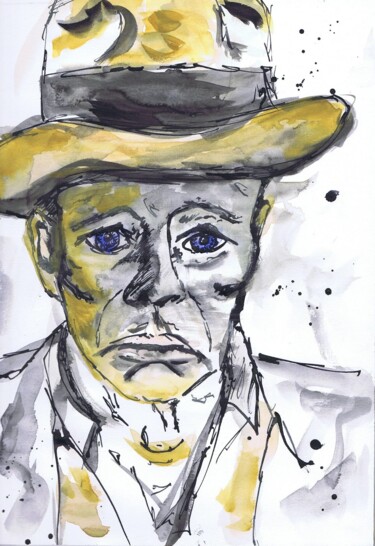 Painting titled "Der Filzhut - Josep…" by Jörg Weber, Original Artwork, Watercolor