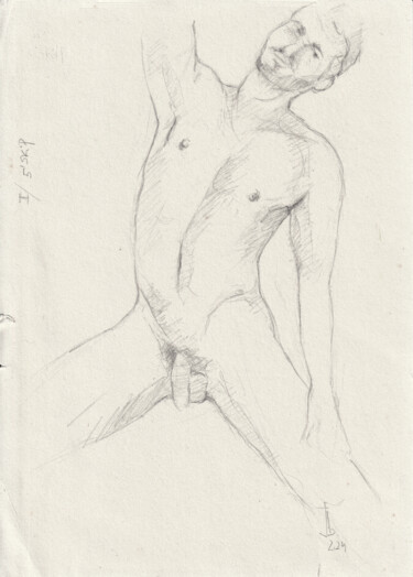 Σχέδιο με τίτλο "Skip, nude yoga pos…" από Jorge Bandarra, Αυθεντικά έργα τέχνης, Γραφίτης