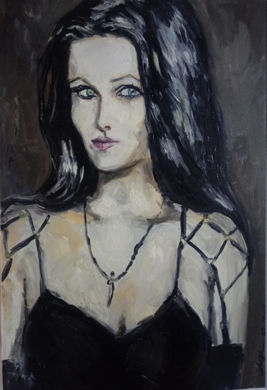 Painting titled "Retrato de Tarja Tu…" by Jorge Quiros, Original Artwork, Oil