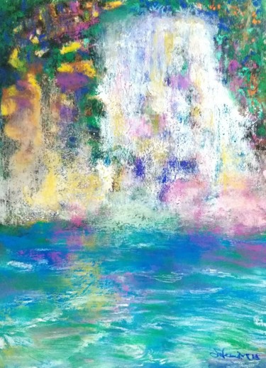 Pintura titulada "Cachoeira misterios…" por Jorge Ferreira, Obra de arte original, Pastel