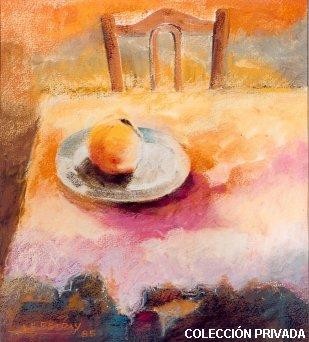 Pintura titulada "Fruta y silla" por Maria Isabel Bianchi, Obra de arte original