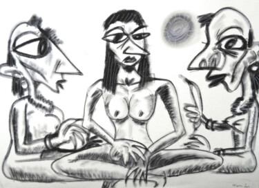 Dibujo titulada "Three beauties sunb…" por Josan Artista, Obra de arte original, Cera