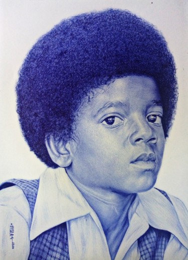 Dibujo titulada "Michael Jackson" por José Agube, Obra de arte original, Bolígrafo