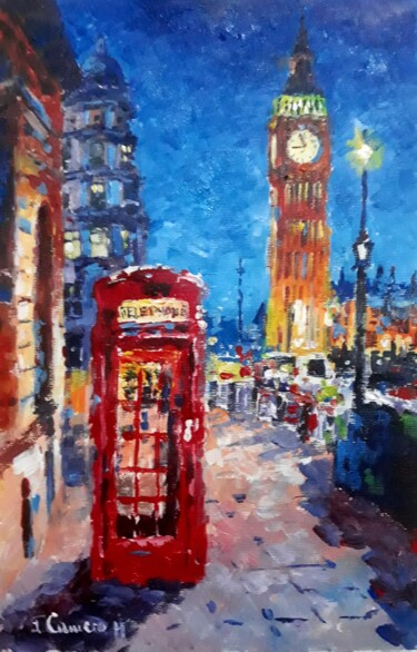 Painting titled "Londres. Night. Acr…" by Jose Camero Hernandez, Original Artwork, Acrylic