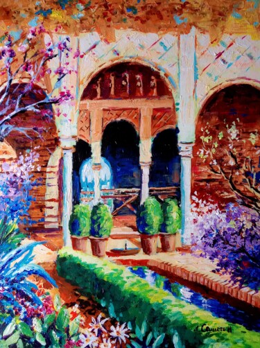 Schilderij getiteld "Jardines de la Alha…" door Jose Camero Hernandez, Origineel Kunstwerk, Acryl