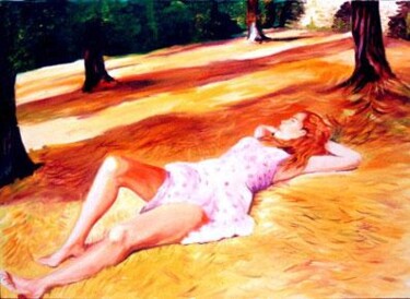 Ζωγραφική με τίτλο "la sieste" από José Cano, Αυθεντικά έργα τέχνης, Λάδι