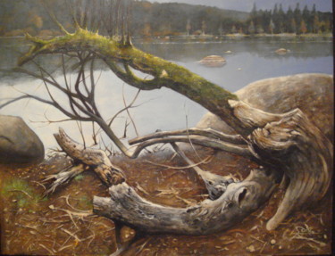 Peinture intitulée "Le lac de MERLE(le…" par José Garcia (GARBEL), Œuvre d'art originale, Acrylique