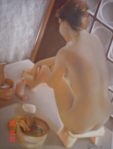 Malerei mit dem Titel "La toilette" von José Garcia (GARBEL), Original-Kunstwerk, Pastell