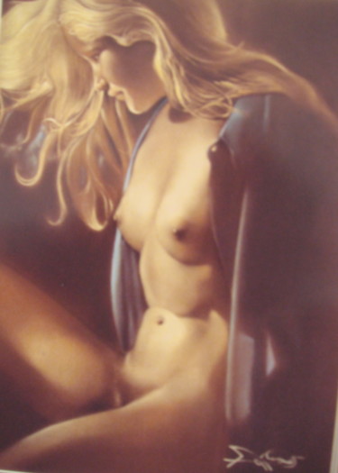 Dessin intitulée "Jolie blonde" par José Garcia (GARBEL), Œuvre d'art originale, Pastel