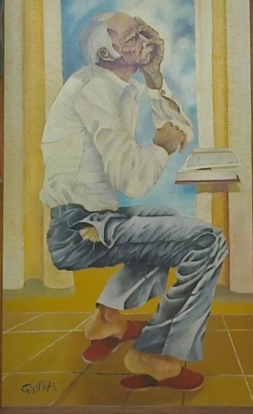 Peinture intitulée "LE PENSEUR" par José Garcia (GARBEL), Œuvre d'art originale, Acrylique