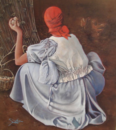 Peinture intitulée "La Pondeuse" par José Garcia (GARBEL), Œuvre d'art originale, Acrylique