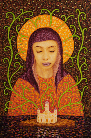 Картина под названием "Our Lady of Charity…" - José Gislero, Подлинное произведение искусства, Акрил Установлен на Деревянна…