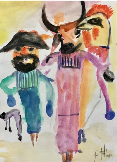 Pintura titulada "Mascaradas" por Jose Jackson Gudamuz, Obra de arte original, Acuarela