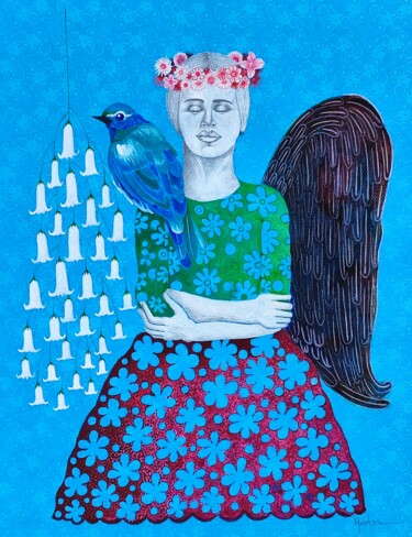 Картина под названием "Contigo y tu abrazo" - José Luis Montes, Подлинное произведение искусства, Акрил