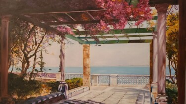 Painting titled "Alameda en Cádiz" by José Luis Reyes López, Original Artwork, Oil