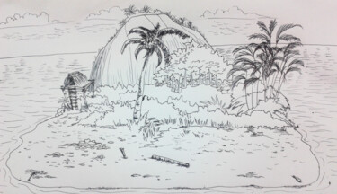 Рисунок под названием "Ilha da cabana Crus…" - Jose Luis, Подлинное произведение искусства, Шариковая ручка