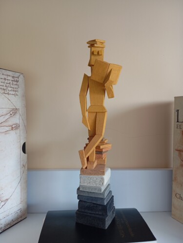 Sculpture titled "Lector VIII" by José Manuel Solares, Original Artwork, Wood
