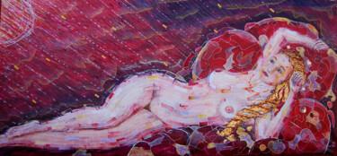 Painting titled "Titanic en rojo" by Jose María Cal, Original Artwork, Acrylic Mounted on Wood Stretcher frame