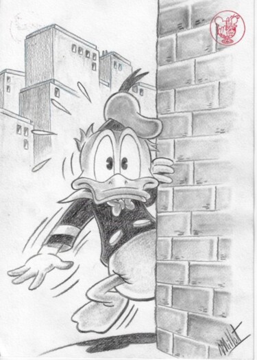 Rysunek zatytułowany „Surprised Donald Du…” autorstwa José Maria Millet Lopez (Millet), Oryginalna praca, Ołówek