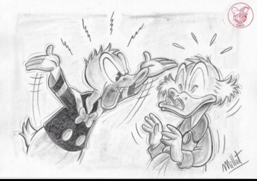 Zeichnungen mit dem Titel "Complaining Donald" von José Maria Millet Lopez (Millet), Original-Kunstwerk, Bleistift