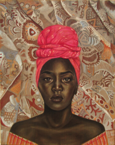 Painting titled "Africa's Daughter" by José Pedro Santos Almeida, Original Artwork, Oil