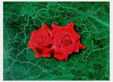 Pintura intitulada "RED ROSES ON GREEN…" por José Pedro, Obras de arte originais