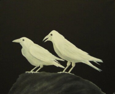Painting titled "WHITE CROWS" by José Pedro, Original Artwork