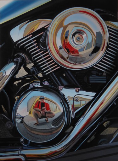 Картина под названием "Bike reflexions" - Jose Ramon Muro Pereg (JRMuro), Подлинное произведение искусства, Масло
