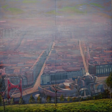 Painting titled "BILBAO LANDSCAPE" by Jose Ramon Muro Pereg (JRMuro), Original Artwork, Oil